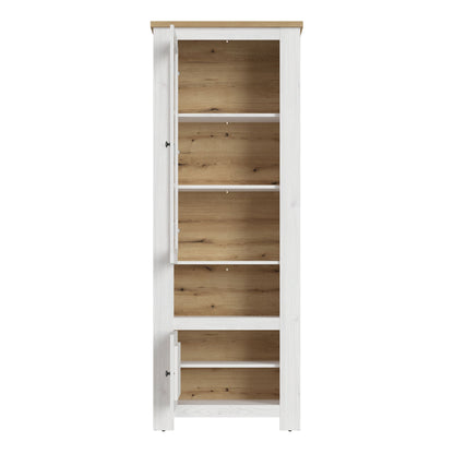 Furniture To Go Celesto 2 Door Display Cabinet in White and Oak