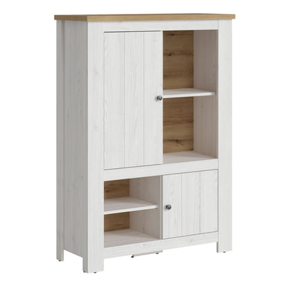 Furniture To Go Celesto 2 Door 4 Shelves Cabinet in White and Oak