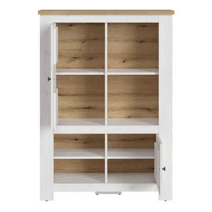 Furniture To Go Celesto 2 Door 4 Shelves Cabinet in White and Oak