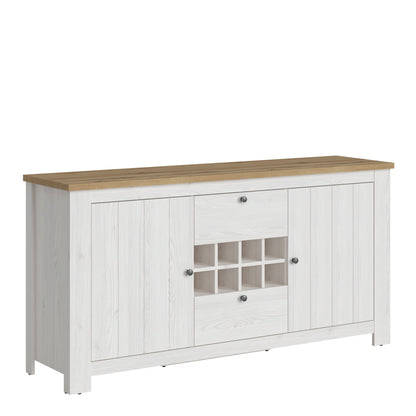 Furniture To Go Bohol Celesto 2 Door 2 Drawer Sideboard with Wine Rack in White and Oak