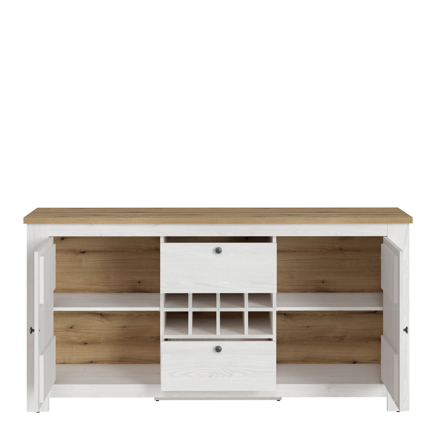 Furniture To Go Bohol Celesto 2 Door 2 Drawer Sideboard with Wine Rack in White and Oak