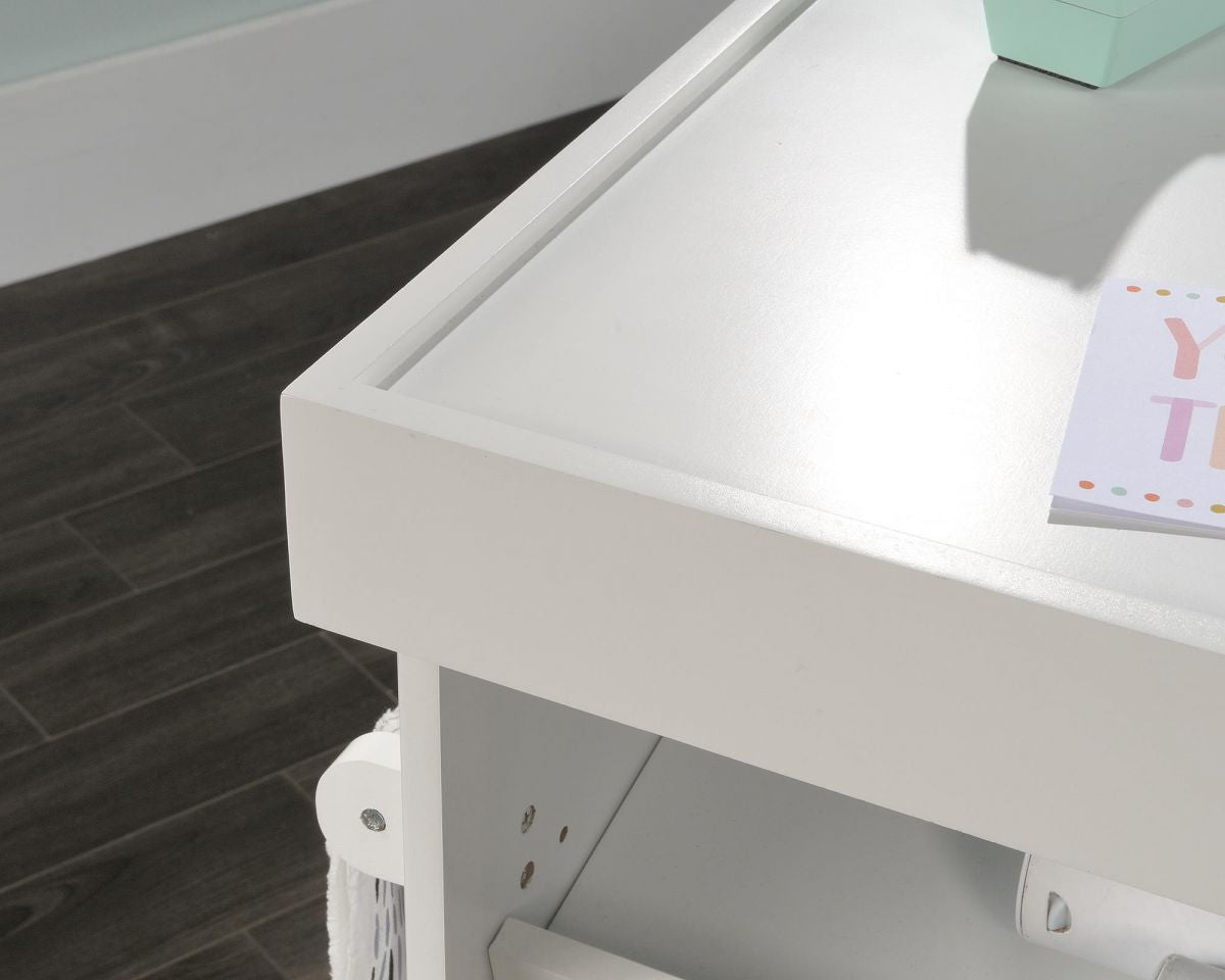 Teknik Office Craft Cart in White Finish with 2 Adjustable Shelves and Storage Drawer