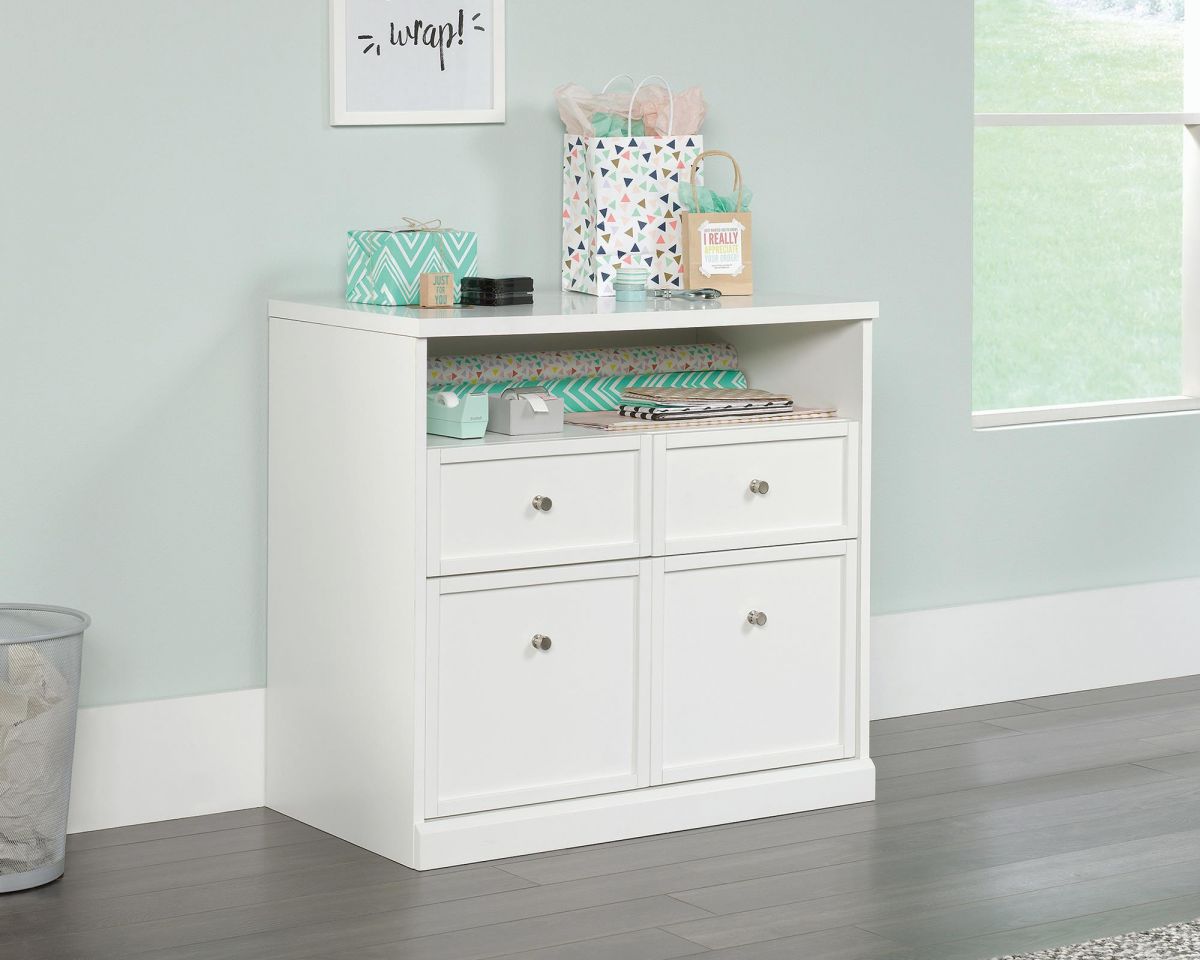 Teknik Office Craft Storage Cabinet in a White Finish with Four Easy Glide Drawers