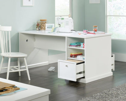 Teknik Office Craft Desk / Table in White Finish with Two Drawers