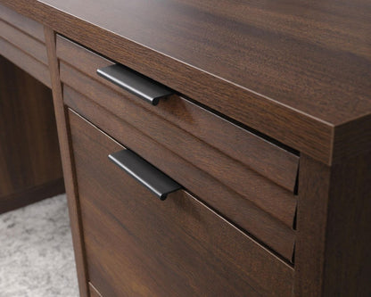 Teknik Office Elstree Executive Desk in Spiced Mahogany Finish with Two Pencil Drawers, Two Storage Drawers