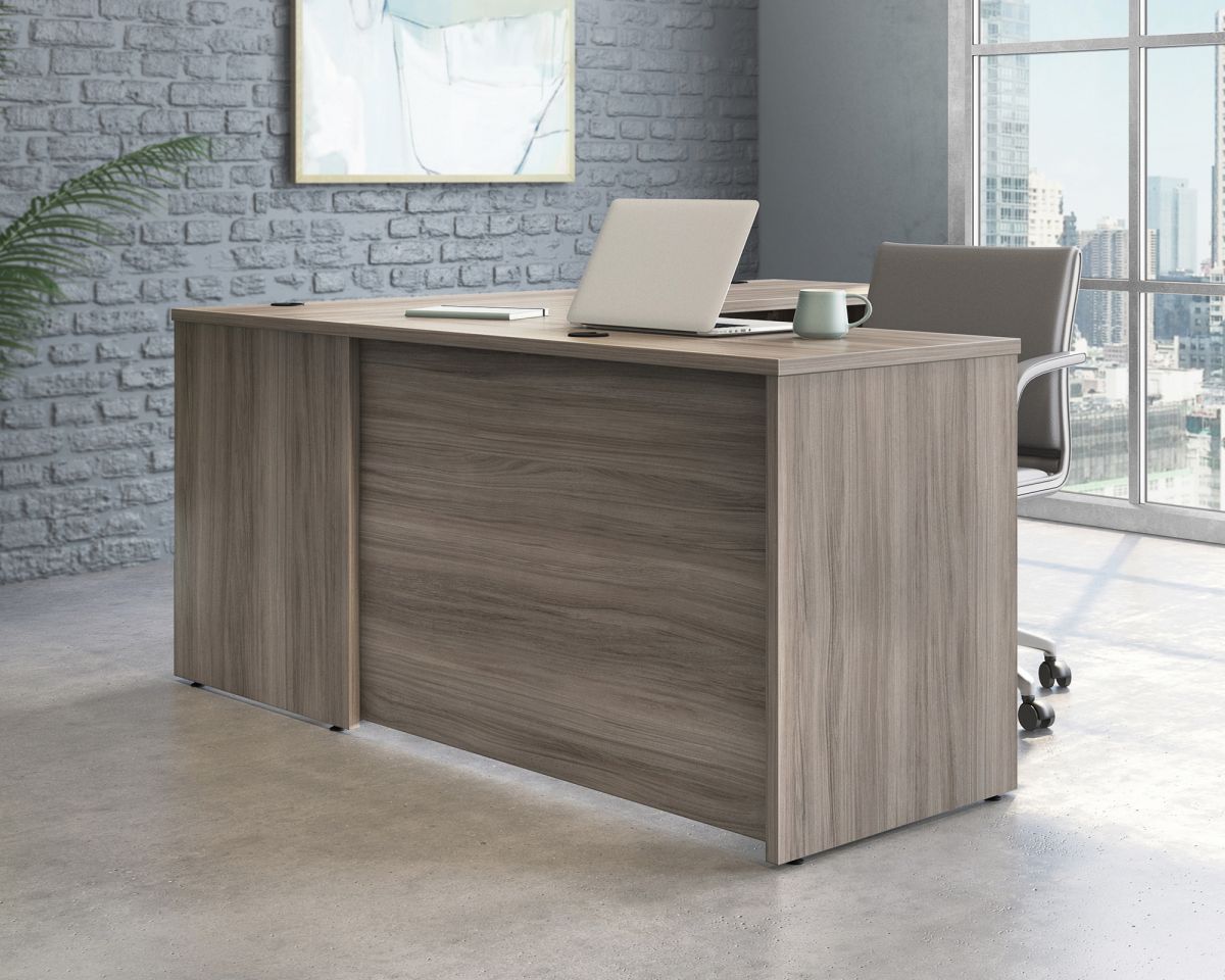 Teknik Office Affiliate Return Unit Desk in a Hudson Elm Effect Finish, 1" Thick Melamine Heat, Stain and Scratch Resistant Top