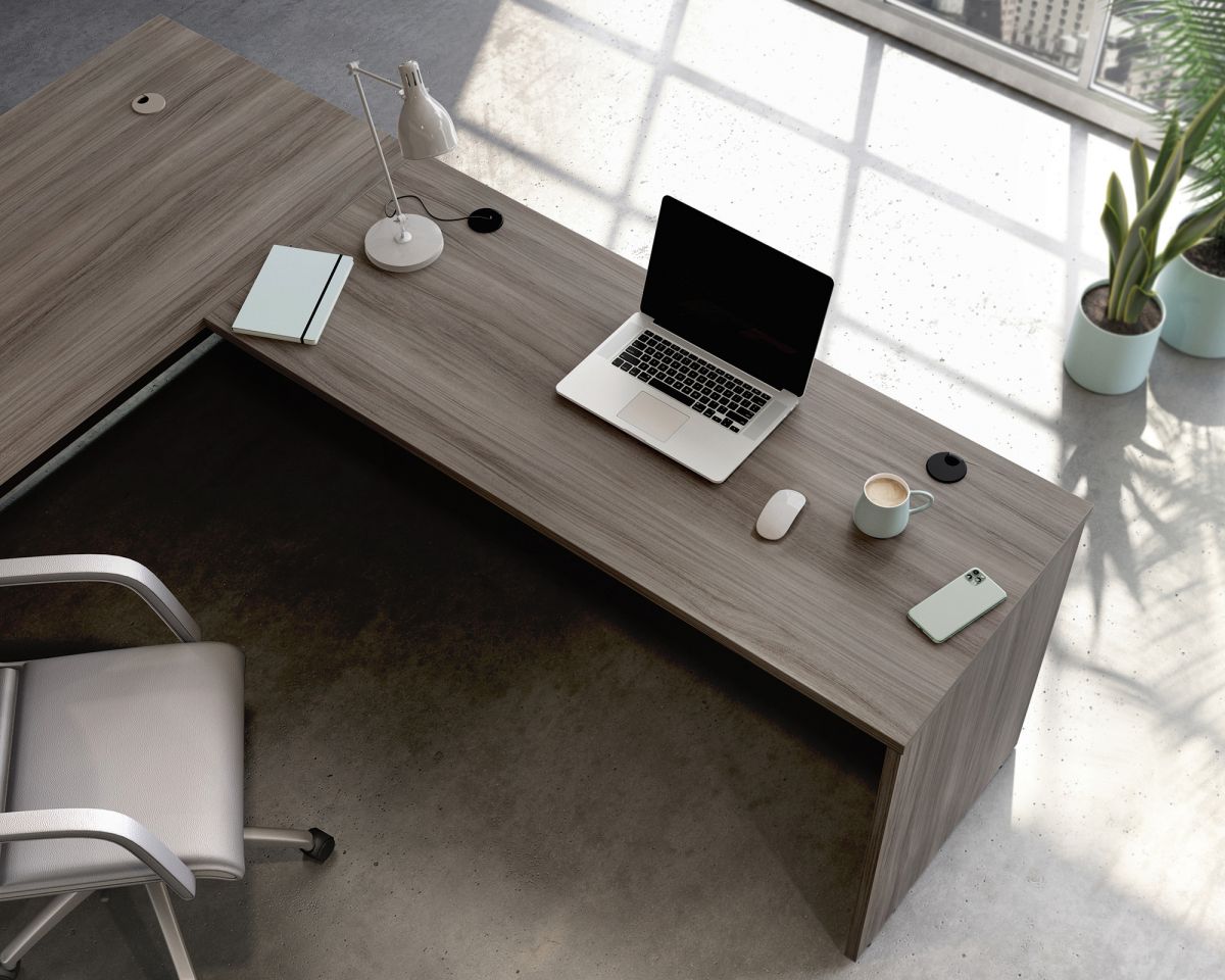 Teknik Office Affiliate 1500 X 600 Desk in Hudson Elm Effect Finish with Heat, Stain and Scratch Resistant