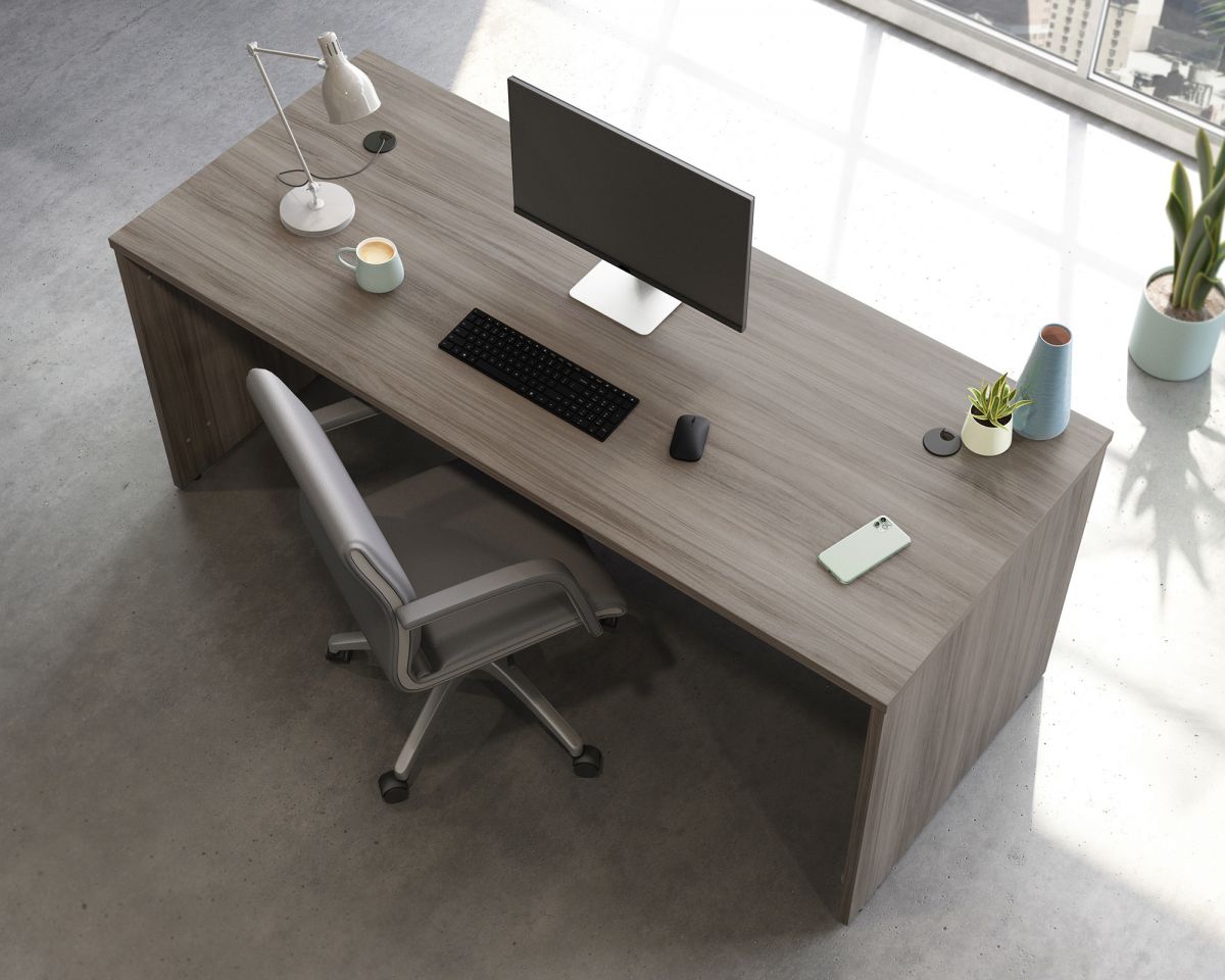 Teknik Office Affiliate 1800 X 750 Desk in Hudson Elm Effect Finish, 1" Thick Melamine Heat, Stain and Scratch Resistant