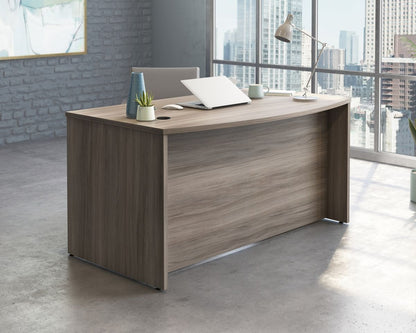 Teknik Office Affiliate 1500 X 870 Bow Front Desk in Hudson Elm Effect Finish, 1" Thick Melamine Heat, Stain and Scratch Resistant