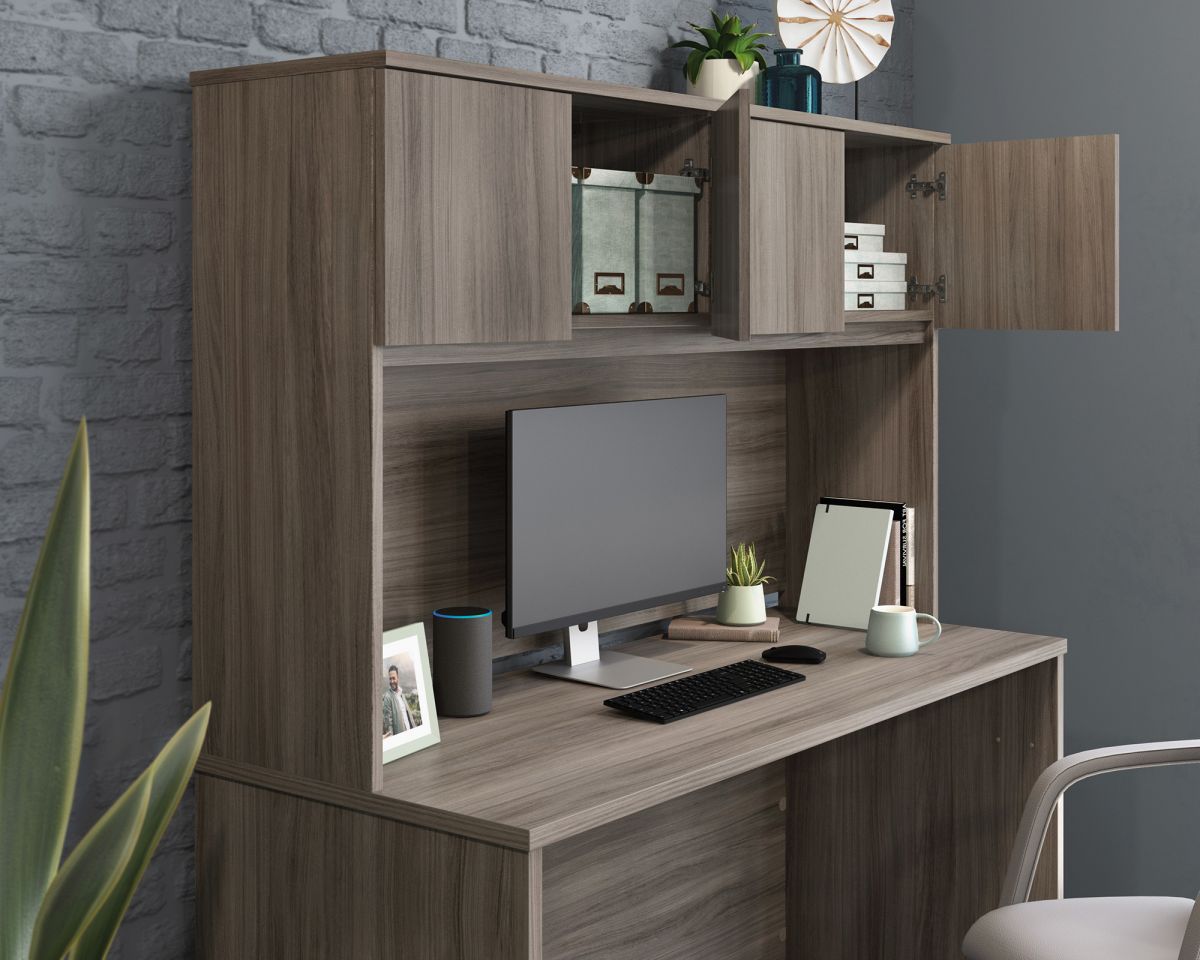 Teknik Office Affiliate 1500 Hutch Desk in Hudson Elm Effect Finish with Storage