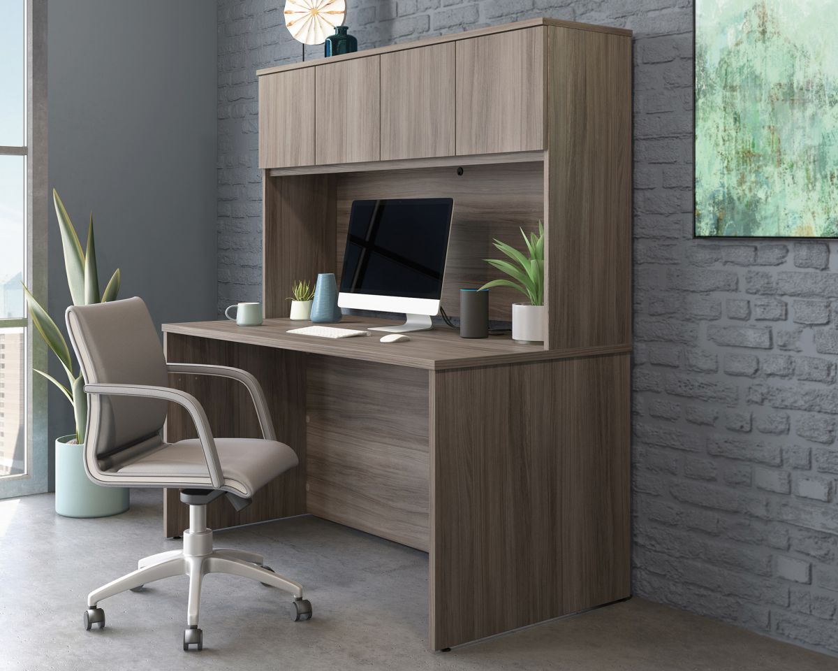 Teknik Office Affiliate 1500 Hutch Desk in Hudson Elm Effect Finish with Storage