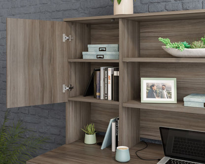 Teknik Office Affiliate 1800 Hutch Desk in Hudson Elm Effect Finish with Adjustable Shelves for Storage