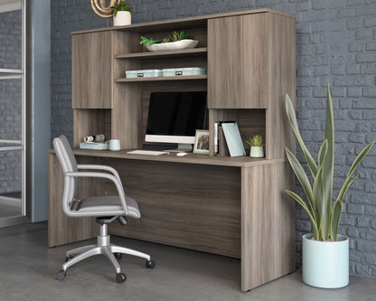 Teknik Office Affiliate 1800 Hutch Desk in Hudson Elm Effect Finish with Adjustable Shelves for Storage