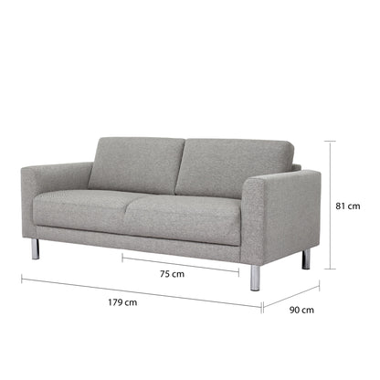 Furniture To Go Cleveland 2-Seater Sofa with Chrome Feet in Nova Light Grey