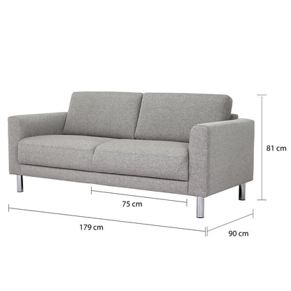 Furniture To Go Cleveland 2-Seater Sofa with Chrome Feet in Nova Light Grey