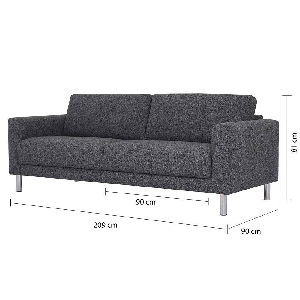 Furniture To Go Cleveland 3-Seater Sofa with Crome Feet in Nova Anthracite