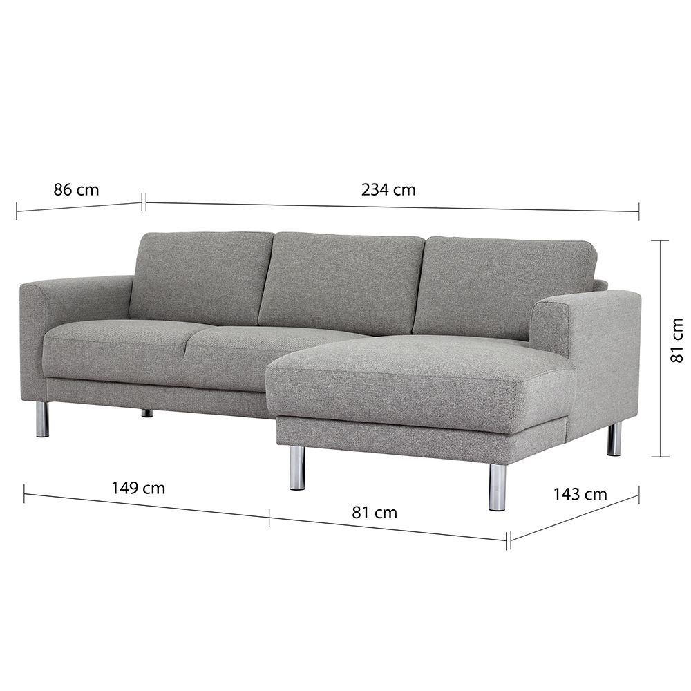 Furniture To Go Cleveland Chaiselongue Sofa (RH) in Nova Light Grey