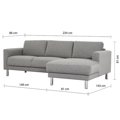 Furniture To Go Cleveland Chaiselongue Sofa (RH) in Nova Light Grey