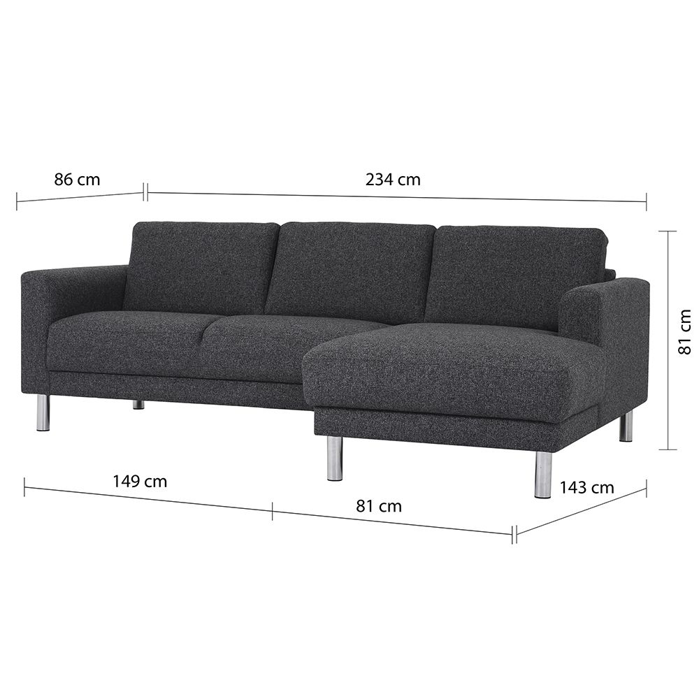Furniture To Go Cleveland Chaiselongue Sofa (RH) in Nova Anthracite