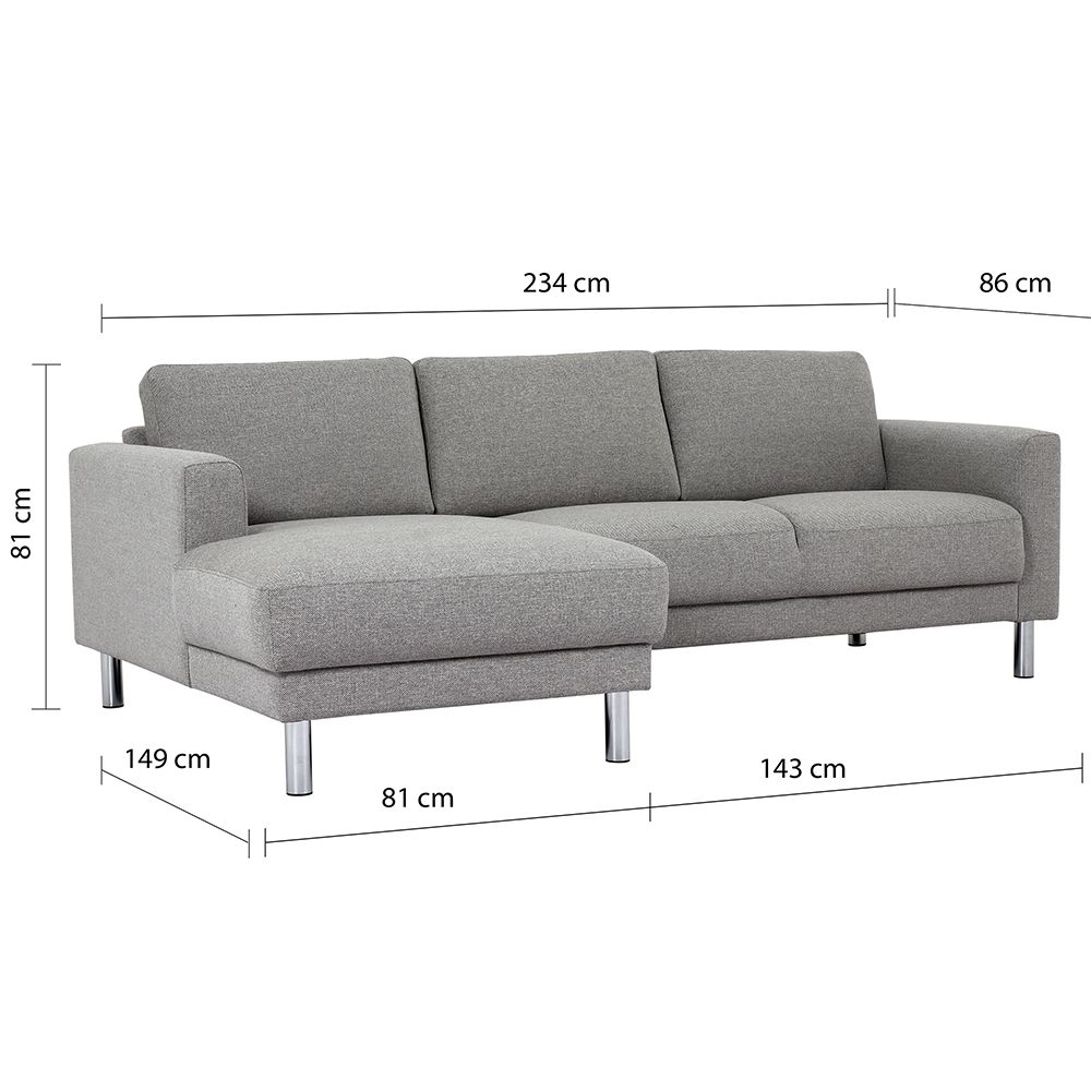 Furniture To Go Cleveland Chaiselongue Sofa (LH) in Nova Light Grey