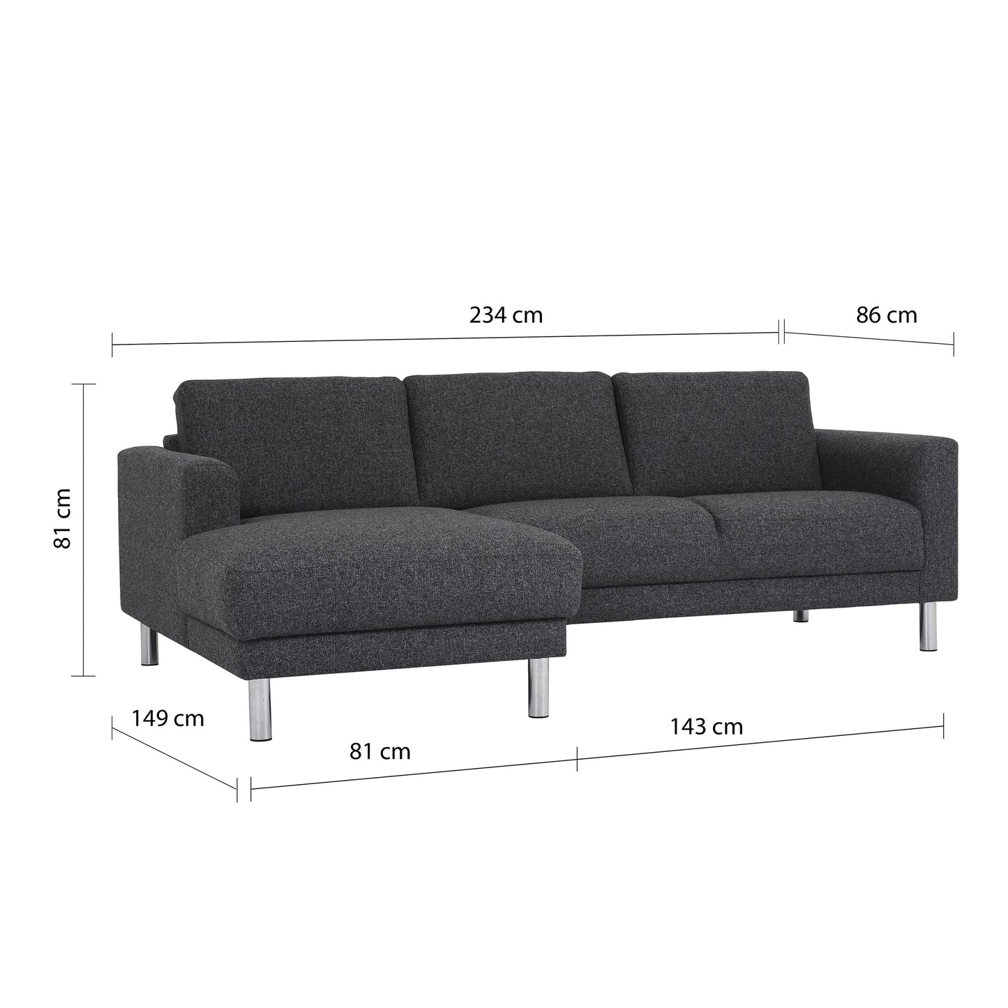 Furniture To Go Cleveland Chaiselongue Sofa (LH) in Nova Anthracite