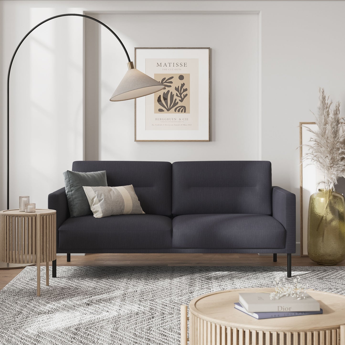 Furniture To Go Larvik 2.5 Seater Sofa - Anthracite, Oak Legs