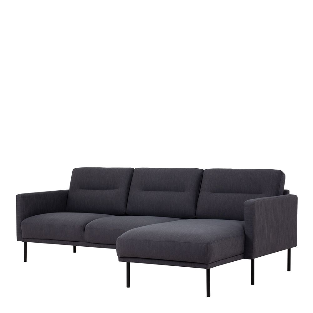 Furniture To Go Larvik Chaiselongue Sofa (RH) - Anthracite, Black Legs