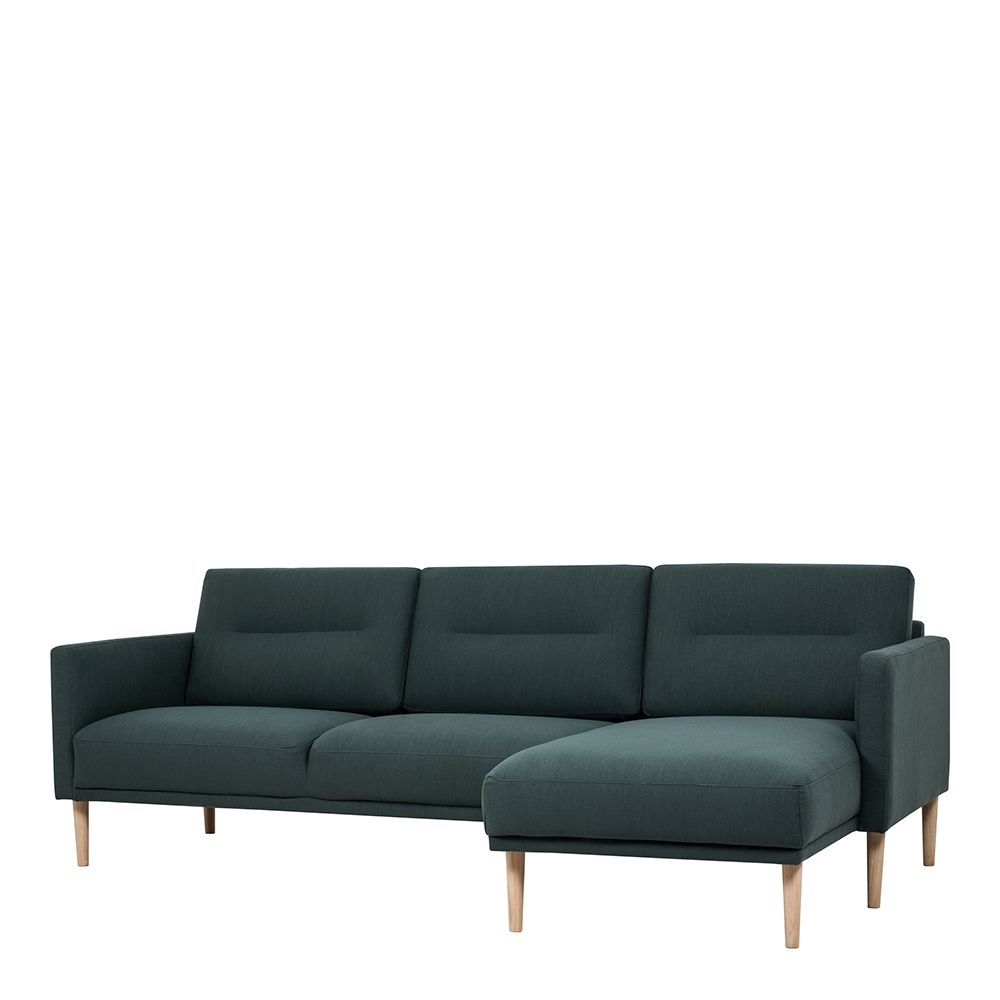 Furniture To Go Larvik Chaiselongue Sofa (RH) - Dark Green, Oak Legs