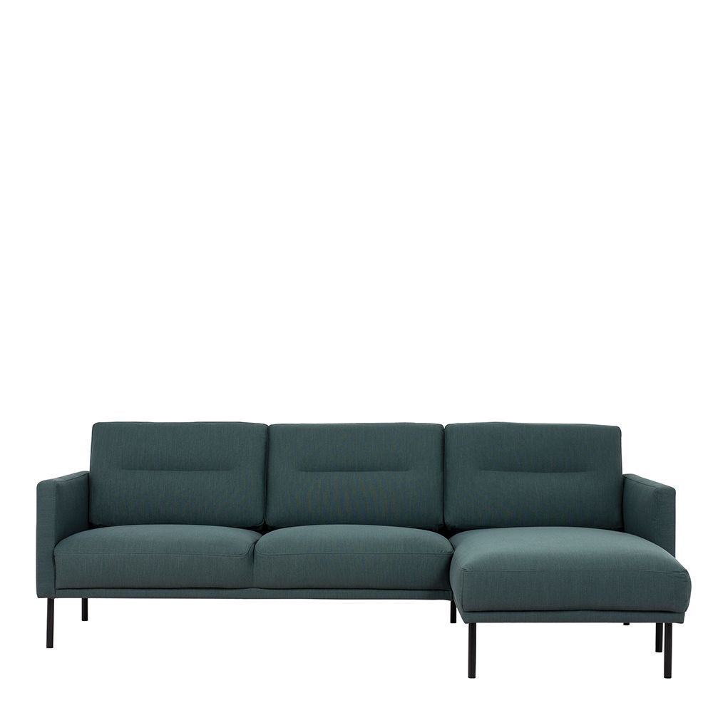 Furniture To Go Larvik Chaiselongue Sofa (RH) - Dark Green, Black Legs