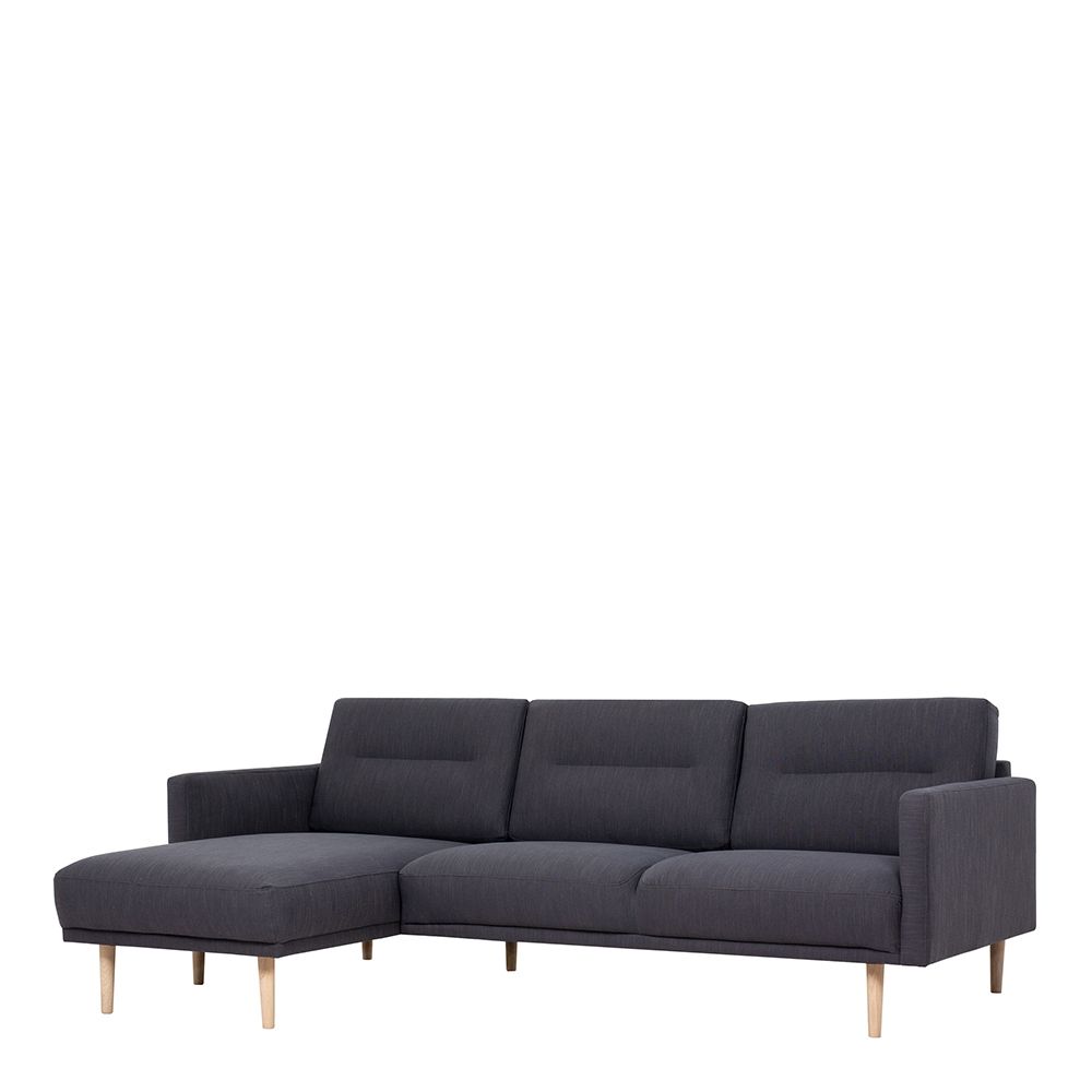 Furniture To Go Larvik Chaiselongue Sofa (LH) - Anthracite, Oak Legs