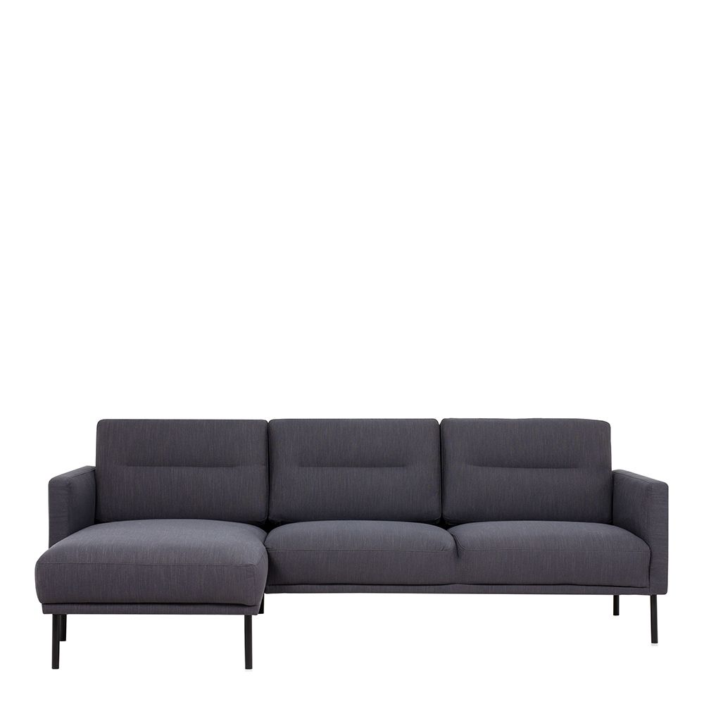 Furniture To Go Larvik Chaiselongue Sofa (LH) - Anthracite, Black Legs