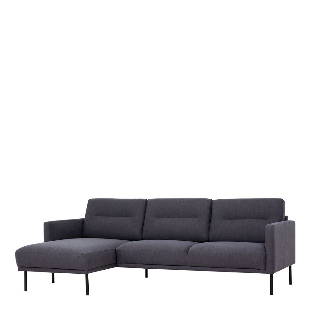 Furniture To Go Larvik Chaiselongue Sofa (LH) - Anthracite, Black Legs