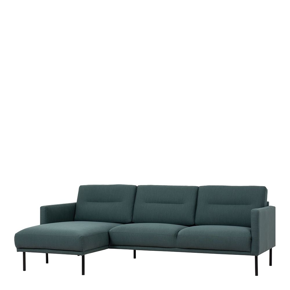 Furniture To Go Larvik Chaiselongue Sofa (LH) - Dark Green, Black Legs