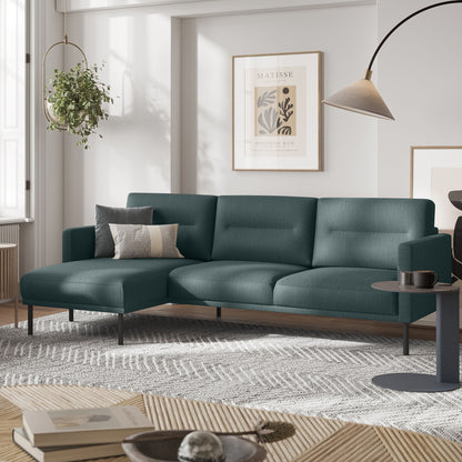 Furniture To Go Larvik Chaiselongue Sofa (LH) - Dark Green, Black Legs