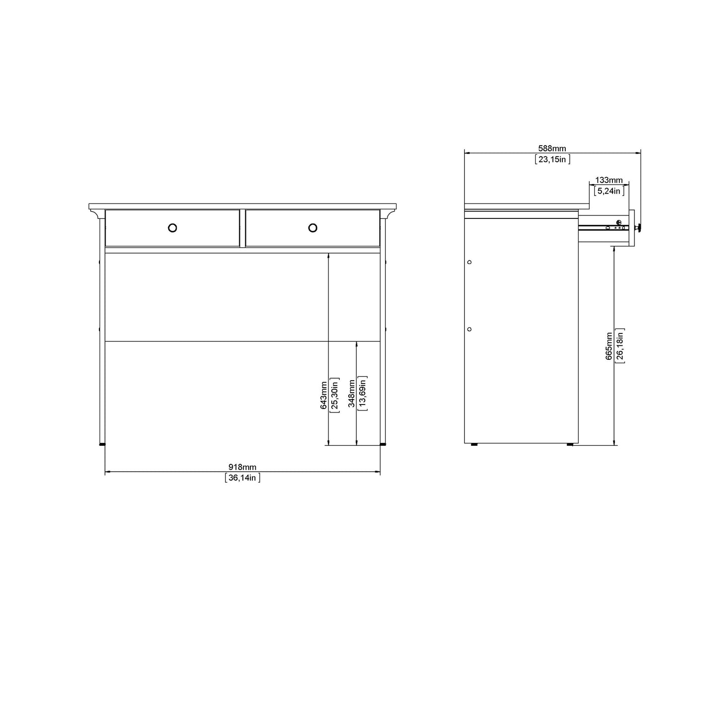 Furniture To Go Paris Stylish 2 Drawer Console Table White