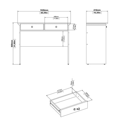 Furniture To Go Paris Stylish 2 Drawer Console Table White