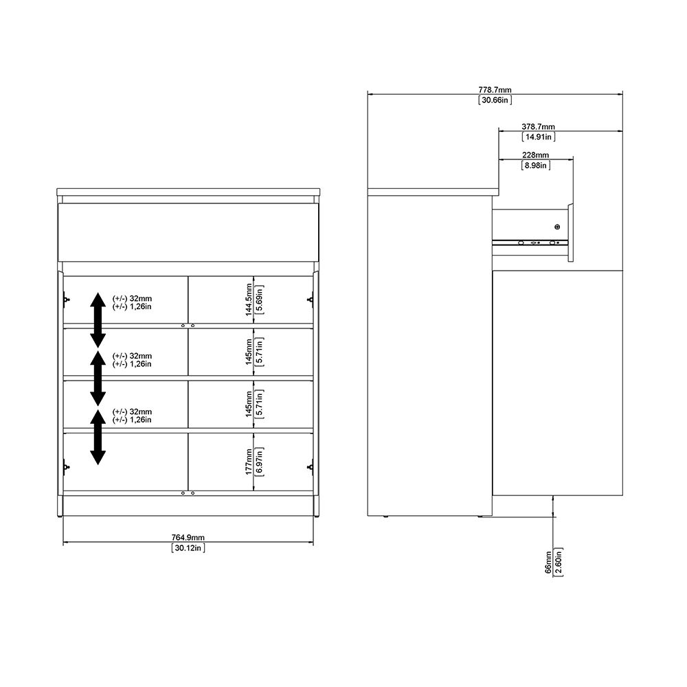 Furniture To Go Naia Sideboard - 1 Drawer 2 Doors in Black Matt