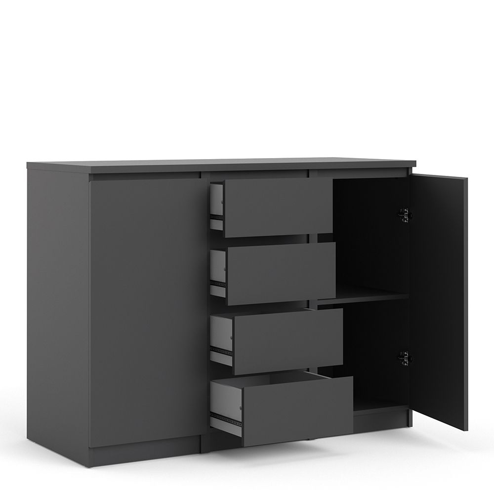 Furniture To Go Naia Sideboard 4 Drawers 2 Doors in Black Matt