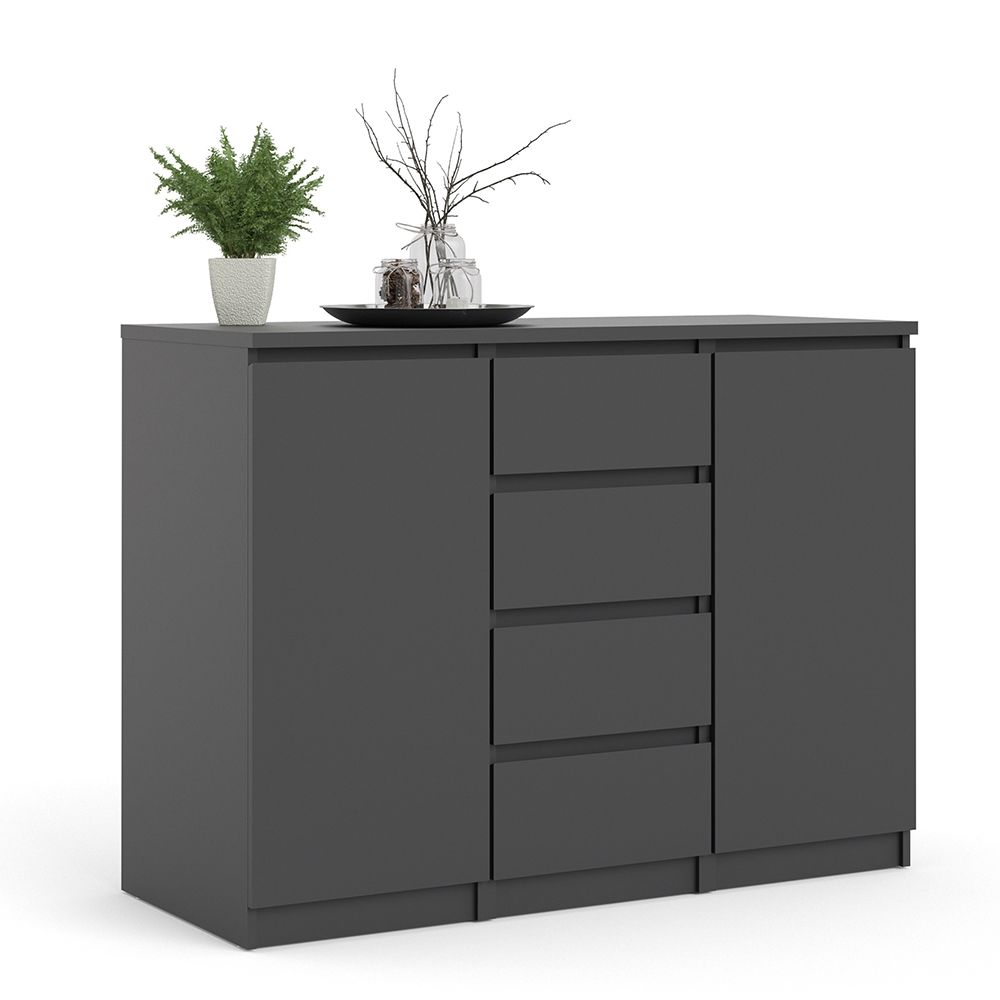 Furniture To Go Naia Sideboard 4 Drawers 2 Doors in Black Matt