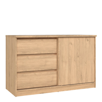 Furniture To Go Naia Storage Unit with 1 Sliding Door and 3 Drawers in Jackson Hickory Oak