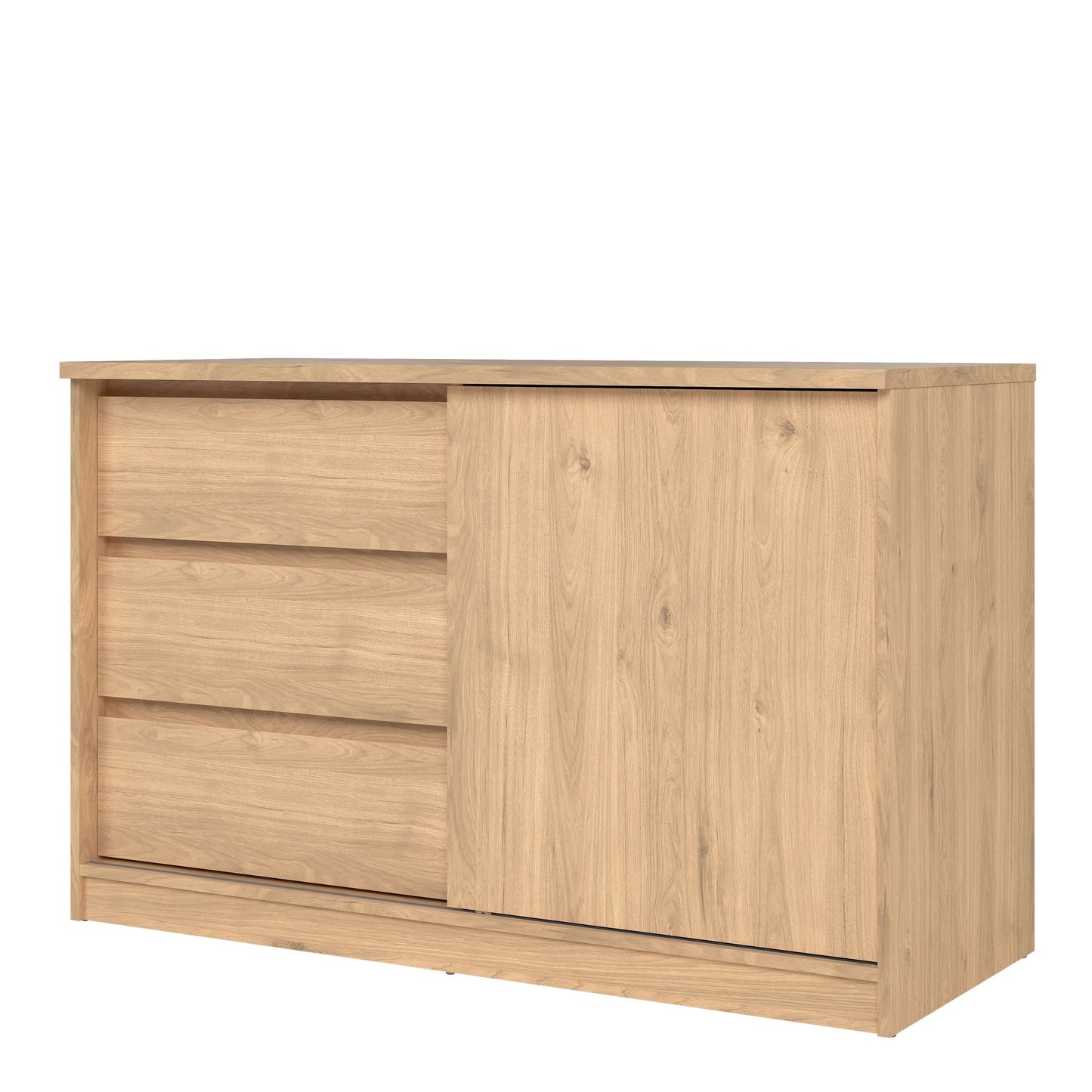 Furniture To Go Naia Storage Unit with 1 Sliding Door and 3 Drawers in Jackson Hickory Oak