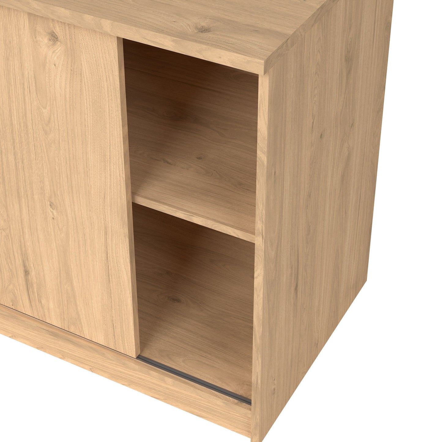 Furniture To Go Naia Storage Unit with 1 Sliding Door and 3 Drawers in Jackson Hickory Oak