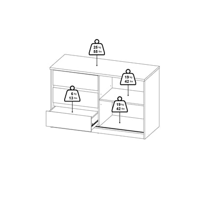 Furniture To Go Naia Storage Unit with 1 Sliding Door and 3 Drawers in White High Gloss