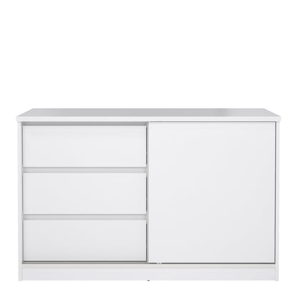 Furniture To Go Naia Storage Unit with 1 Sliding Door and 3 Drawers in White High Gloss