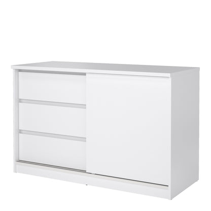 Furniture To Go Naia Storage Unit with 1 Sliding Door and 3 Drawers in White High Gloss