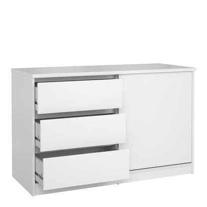 Furniture To Go Naia Storage Unit with 1 Sliding Door and 3 Drawers in White High Gloss