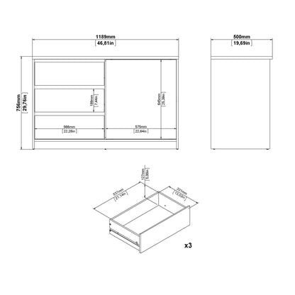 Furniture To Go Naia Storage Unit with 1 Sliding Door and 3 Drawers in White High Gloss