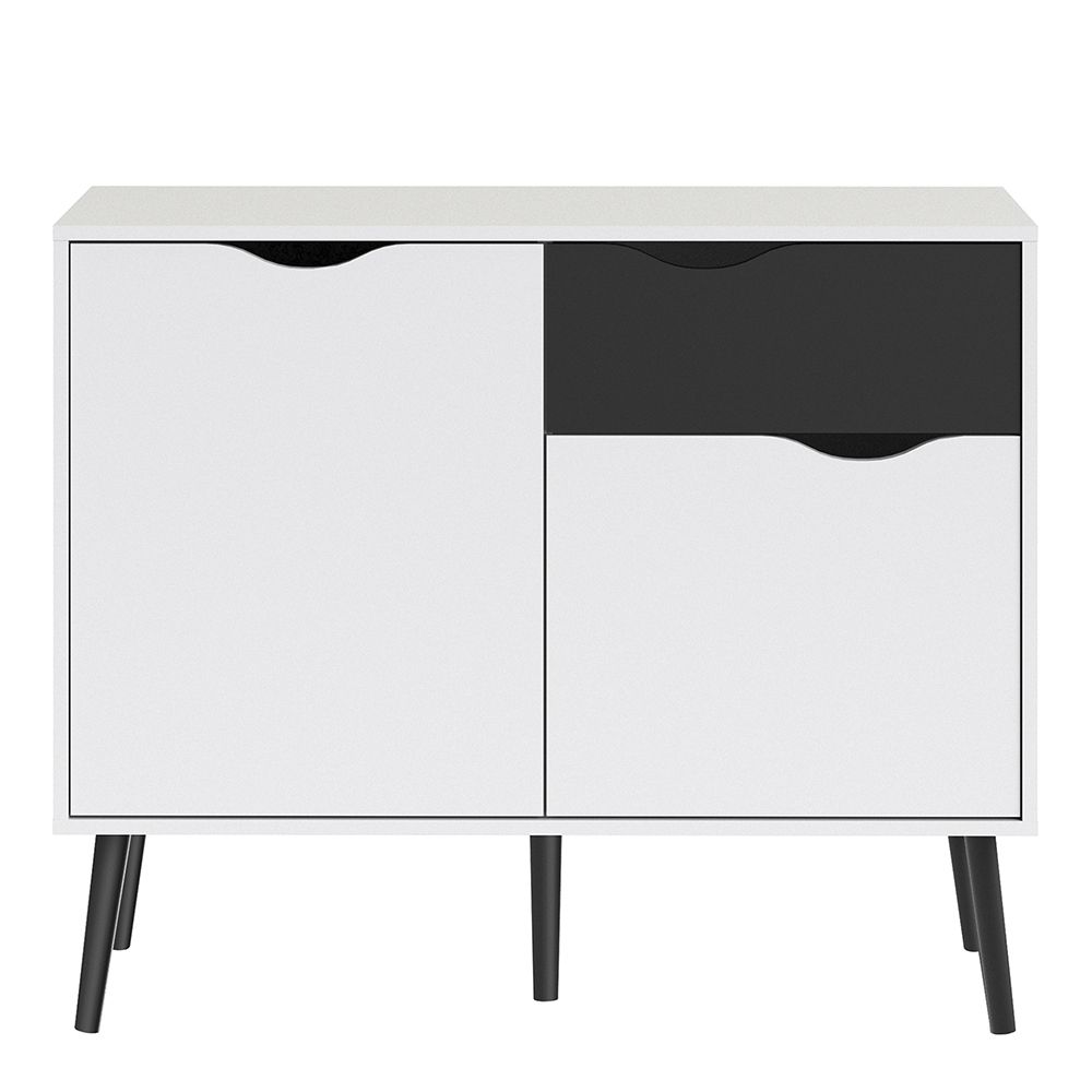 Furniture To Go Oslo Sideboard Small 1 Drawer 2 Doors in White and Black Matt