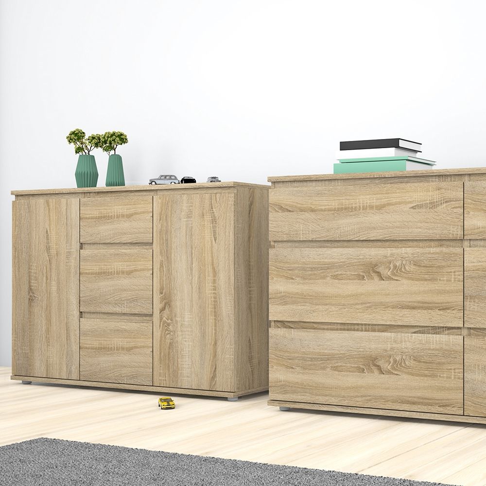 Furniture To Go Nova Sideboard 3 Drawers 2 Doors in Oak