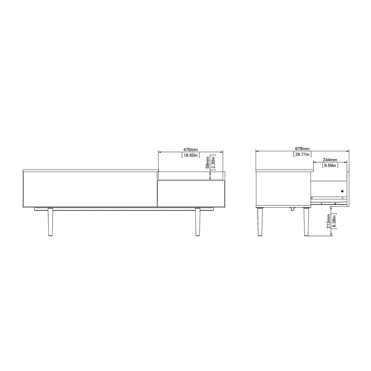 Furniture To Go Unit Sideboard 2 Drawers 3 Doors in White and Walnut